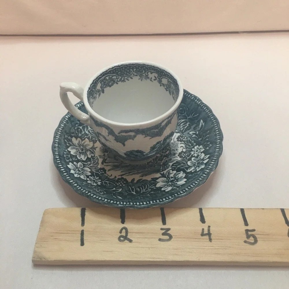 Royal Tudor Ware - Coaching Taverns‎  Blue (1828) Joke Demi Tas Cup & Saucer Set